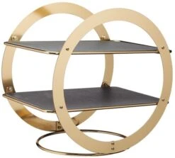 Artesa Wheel Frame Slate Serving Stand Brass