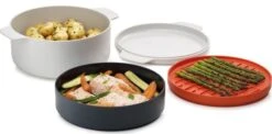 Joseph Joseph M-Cuisine 4-Piece Stackable Microwave Cooking Set - Stone/Orange -Homeware Shop 27442 19127