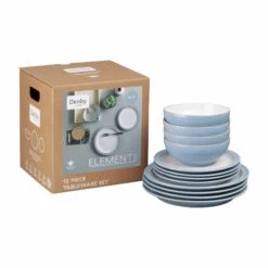 Denby Elements 12 Piece Dinner Set Blue