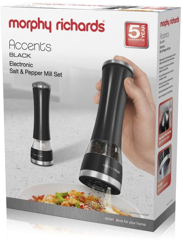 Morphy Richards Accents Electronic Salt & Pepper Mill Black 3 Morphy Richards Accents Electronic Salt & Pepper Mill Black