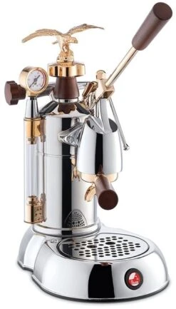 La Pavoni LPLEXP01UK Expo 2015 Lever Coffee Machine Stainless Steel, Gold And Wood