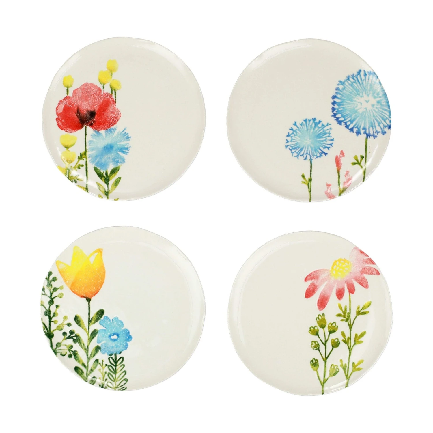 Fiori Di Campo Assorted Salad Plates - Set Of 4 3 Fiori Di Campo Assorted Salad Plates - Set Of 4