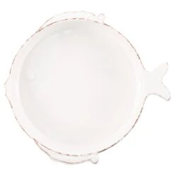 Melamine Lastra Fish White Medium Serving Bowl